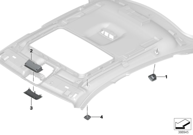2016 BMW X6 M Mounting Parts, Roofliner Diagram