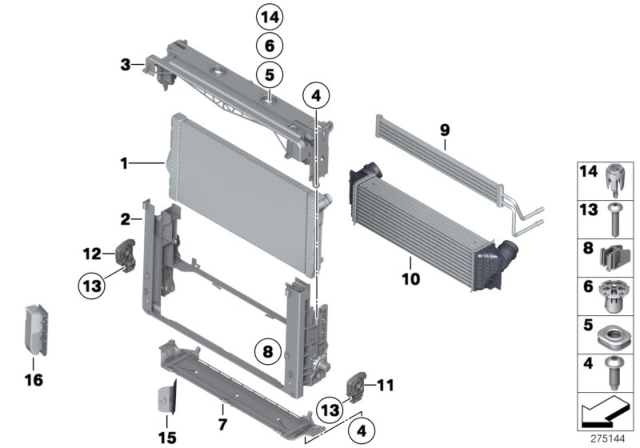 2016 BMW 535i xDrive Mounting Parts For Radiator Diagram