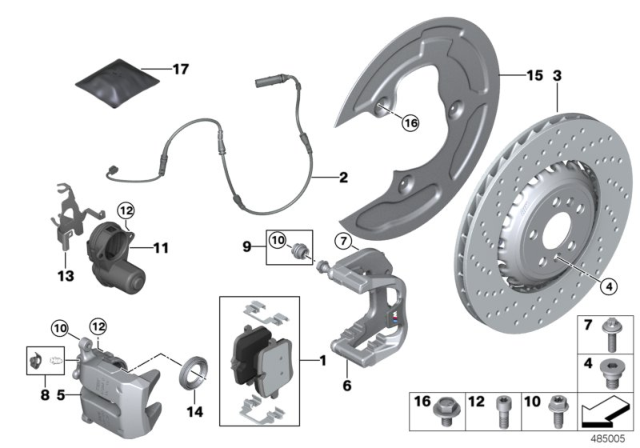 2020 BMW 840i Gran Coupe Rear Wheel Brake, Brake Pad Sensor Diagram 4