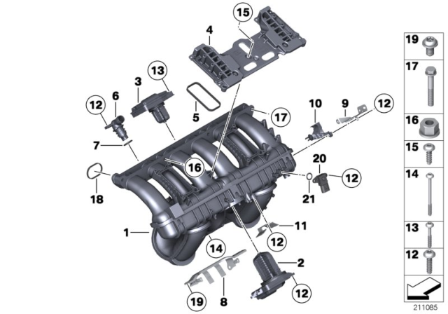 2011 BMW 528i Intake Manifold System Diagram
