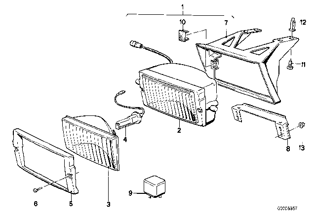 1989 BMW M3 Glass Holding Frame Diagram for 63171375051