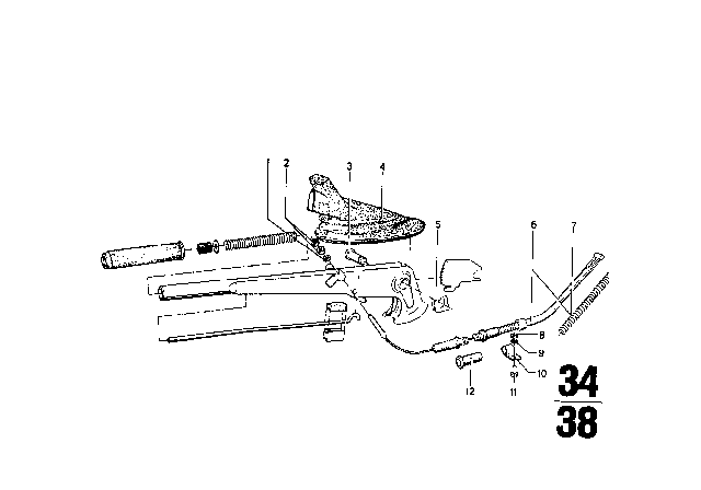 1968 BMW 1602 Parking Brake / Control Diagram 2