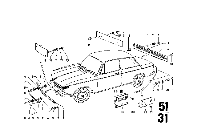 1969 BMW 1602 Licence Plate Base Diagram