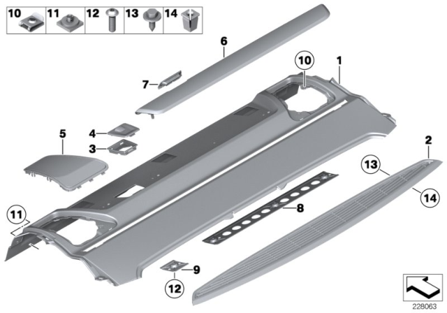 2012 BMW 750i Roller Sun Blind, Storage Shelf Diagram 1