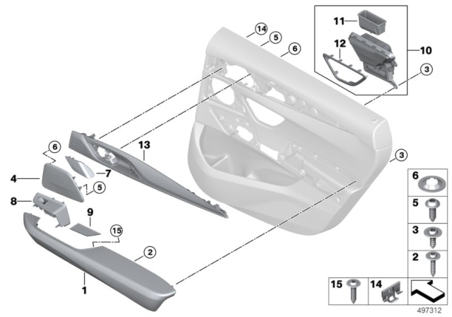 2018 BMW 640i xDrive Gran Turismo Mounting Parts, Door Trim Panel Diagram 2