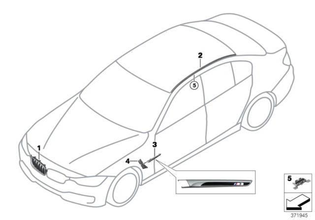 2017 BMW M4 Exterior Trim / Grille Diagram