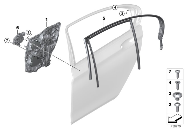 2020 BMW 740i xDrive Rear Right Window Regulator Diagram for 51357422878