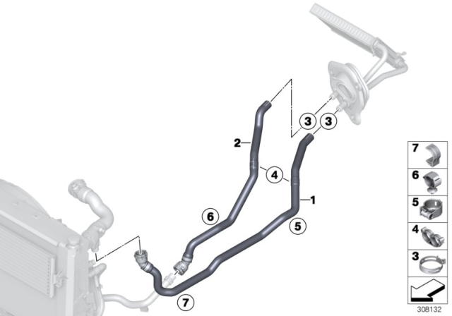 2016 BMW 435i Cooling Water Hoses Diagram 2