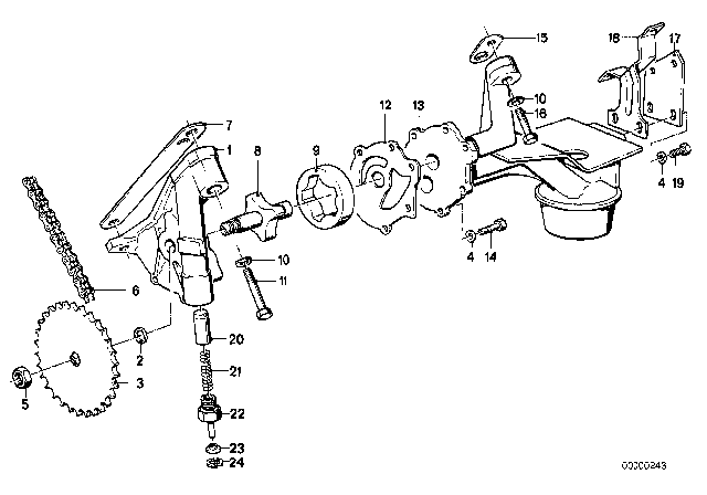 1975 BMW 530i Lubrication System / Oil Pump With Drive Diagram 2