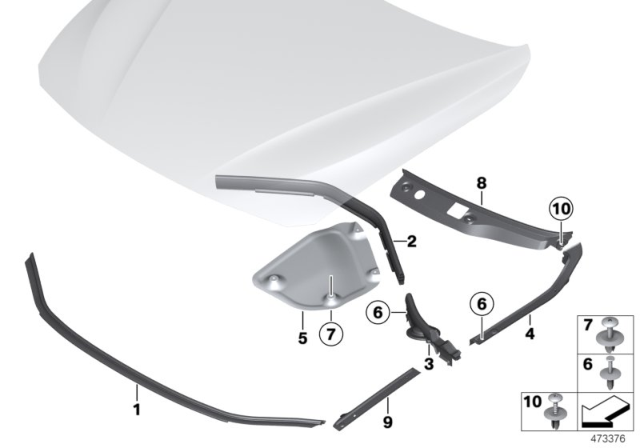 2014 BMW 328i Bonnet Seals Diagram