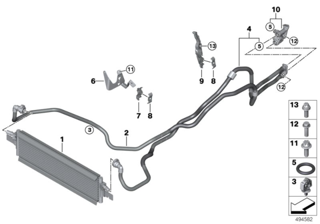 2020 BMW M340i Transmission Oil Cooler / Oil Cooler Line Diagram