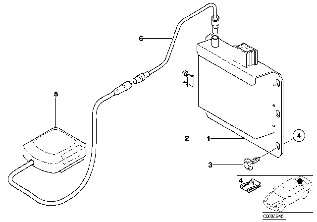 2005 BMW 325i GPS Receiver Module/GPS Aerial Diagram