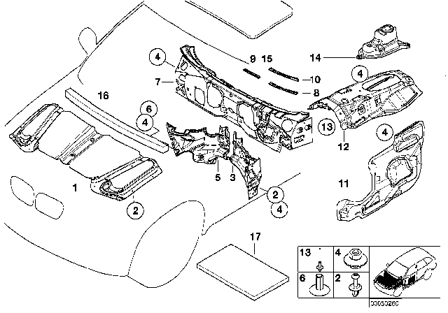 2005 BMW X5 Sound Insulating Tunnel Front Diagram for 51487121109