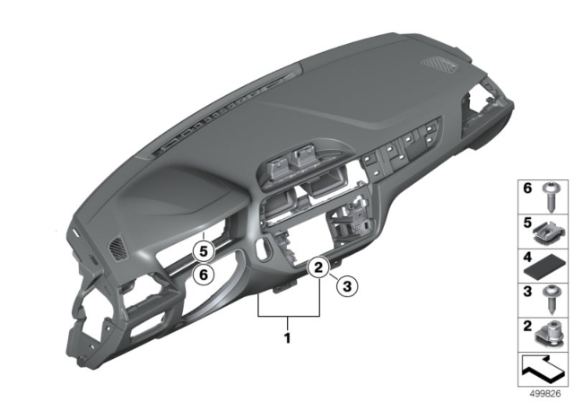 2020 BMW 230i xDrive Instrument Panel Diagram for 51457943490