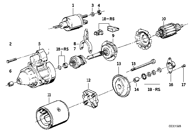 1991 BMW 735iL Starter Parts Diagram