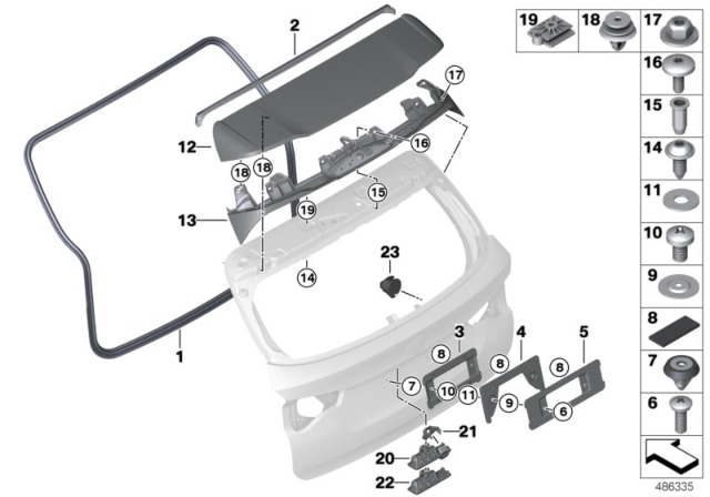 2020 BMW X3 M Reinforcement Rear Spoiler Diagram for 51627424400