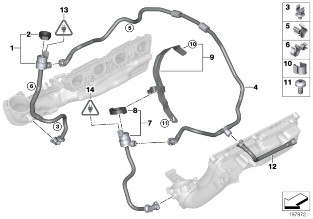 2010 BMW X5 M Fuel Tank Breather Line Diagram for 13907590061