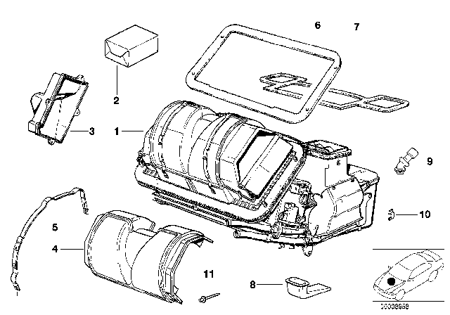 2000 BMW Z3 M Empty Housing For Heater/Air Condit.Unit Diagram for 64518398742