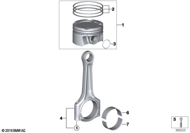 2019 BMW X2 Crankshaft Drive - Connecting Rod / Piston Diagram