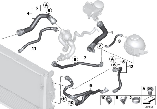 2014 BMW 328i xDrive Cooling System Coolant Hoses Diagram 2