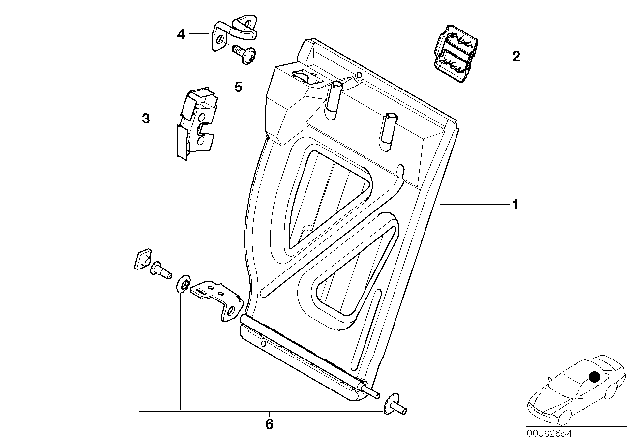 2003 BMW 325xi Seat, Rear, Seat Frame Diagram 2