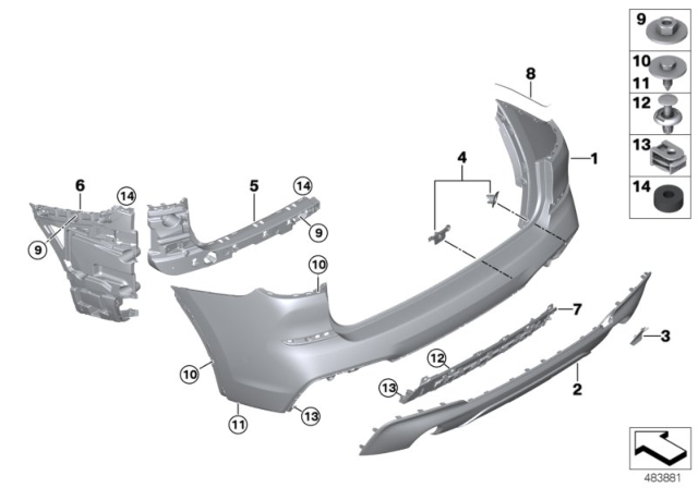 2018 BMW X3 M Trim Panel, Rear Diagram