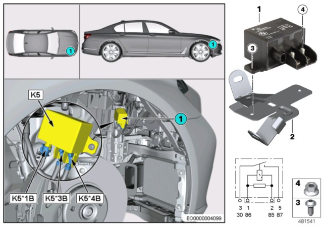 2018 BMW M5 Relay, Electric Fan Motor Diagram