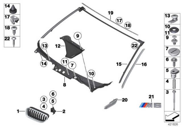 2014 BMW 640i Exterior Trim / Grille Diagram