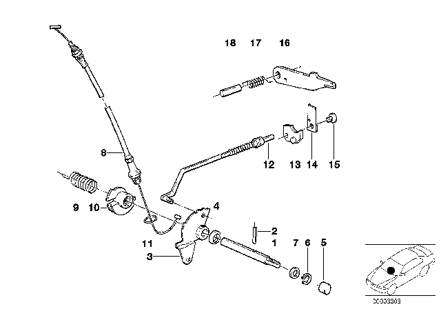 1990 BMW 325i Gear Shift / Parking Lock (ZF 4HP22/24) Diagram