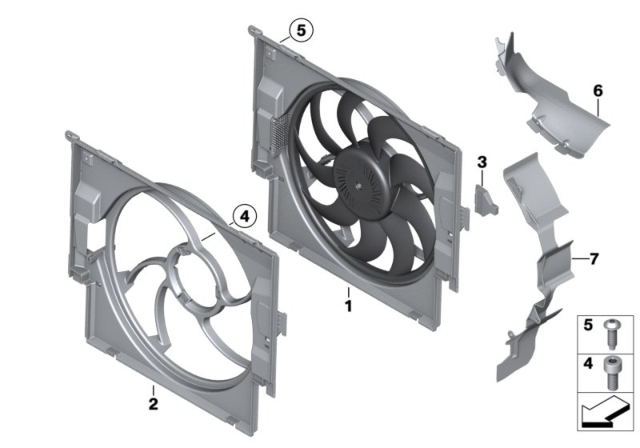 2017 BMW M3 Fan Housing, Mounting Parts Diagram