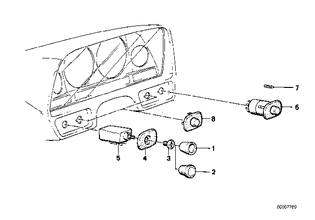 1978 BMW 530i Hazard Warning Switch Diagram for 61311356197