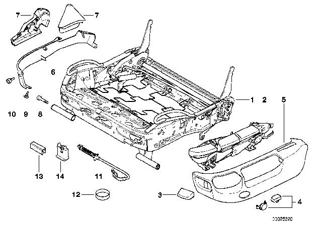 2003 BMW 530i BMW Sports Seat Frame Mechanical Diagram