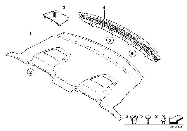 2006 BMW 650i Rear Window Shelf Diagram