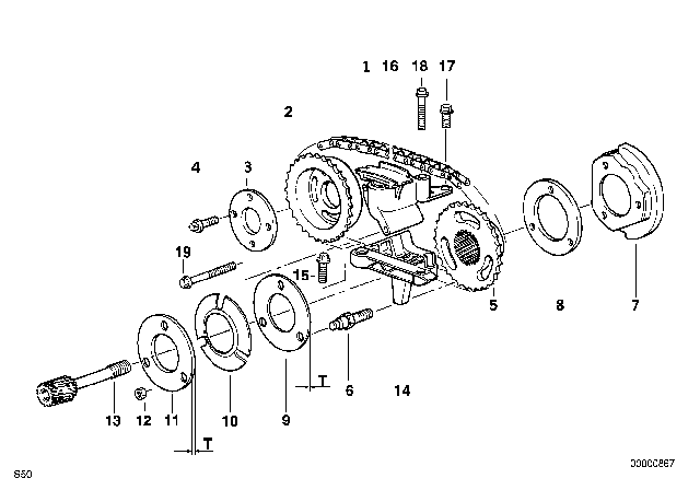 2000 BMW 528i Timing Gear Timing Chain Top Diagram