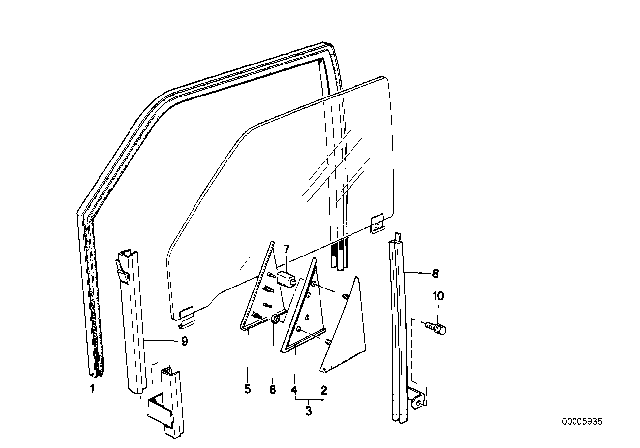 1991 BMW 325ix Window Guide Diagram 1