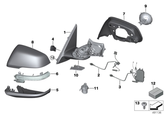 2016 BMW X1 Exterior Mirror Diagram