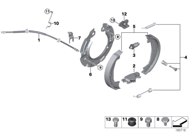 2009 BMW 328i xDrive Parking Brake / Brake Shoes Diagram