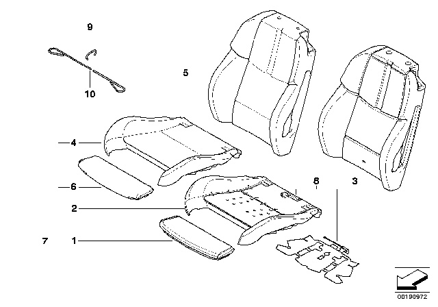 2009 BMW M3 Seat, Front, Cushion & Cover Diagram 2