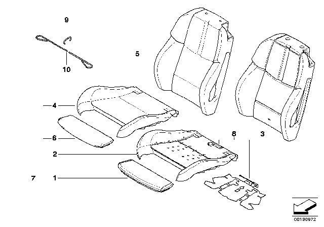 2012 BMW M3 Sports Seat Upholstery Parts, Right Diagram for 52107244120