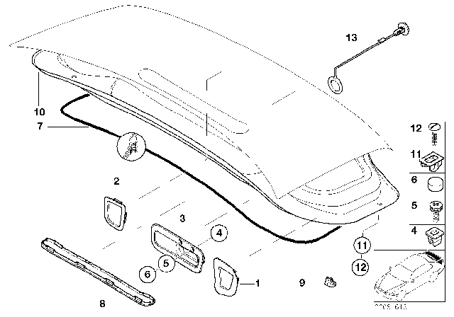 2002 BMW Z3 Trim Panel, Rear Trunk / Trunk Lid Diagram