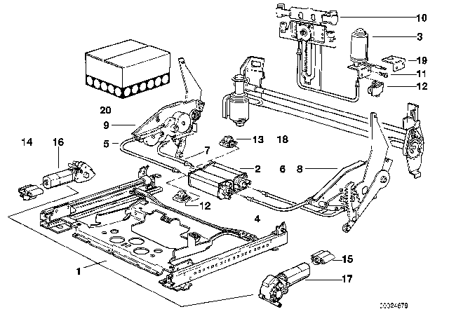 1993 BMW 740iL Front Seat Rail Diagram 1