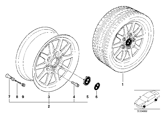 1996 BMW 328i Sports-Spoke Styling Diagram 2