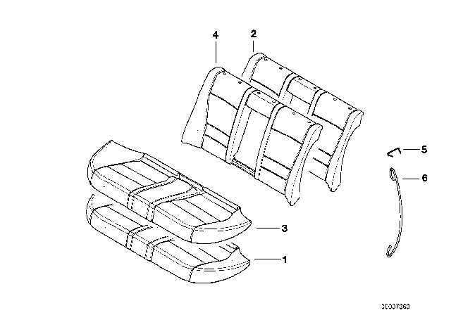 2002 BMW 525i Foam Plastic Seat Diagram for 52208241442