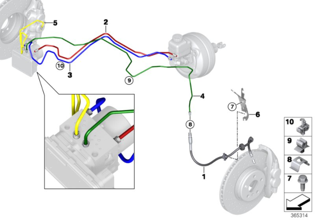 2019 BMW i8 Brake Pipe, Front Diagram