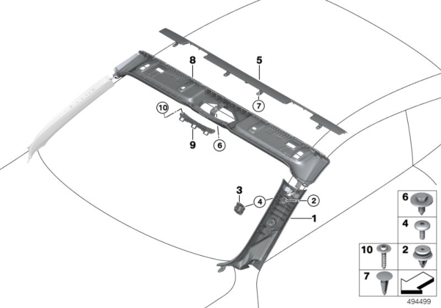 2020 BMW M8 Trim Panel / Interior Windscreen Panel Diagram