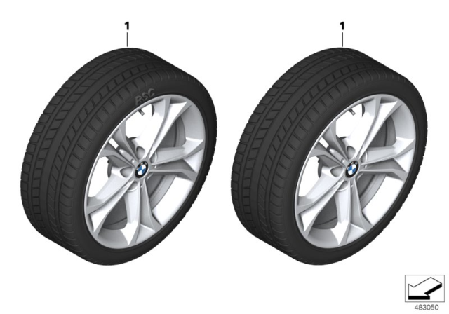 2020 BMW X3 Winter Wheel With Tire Double Spoke Diagram