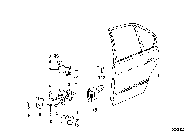 1992 BMW M5 Rear Door - Hinge / Door Brake Diagram