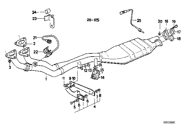 1990 BMW 525i Exhaust System With Catalytic Converter Diagram