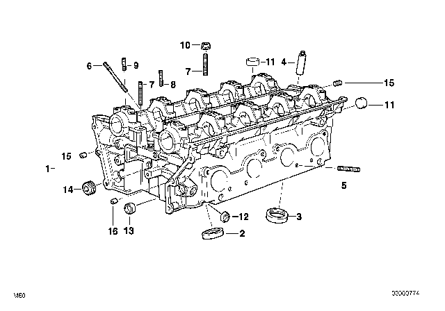 1995 BMW 530i Cylinder Head & Attached Parts Diagram 1