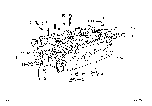 1994 BMW 740i Cylinder Head & Attached Parts Diagram 1